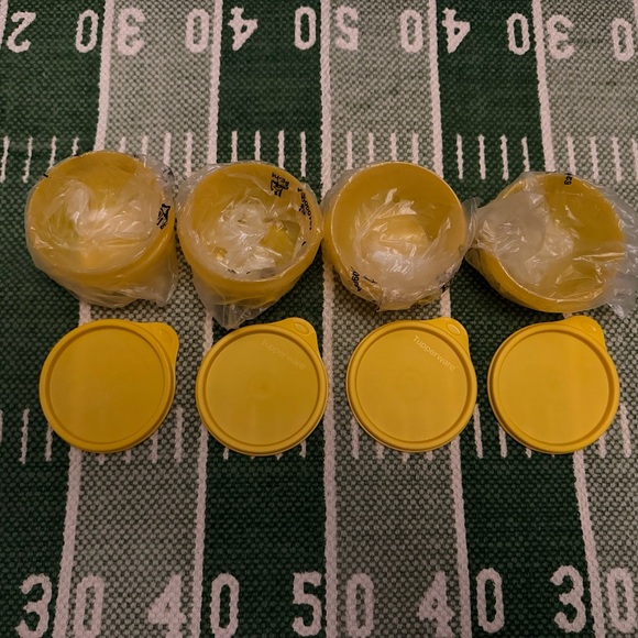 Tupperware Other - 4 YELLOW TUPPERWARE IDEAL LITTLE BOWLS LIT'L SNACK CUPS 8 OZ FRUIT CANDY NEW